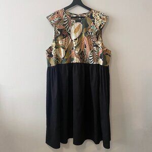 Refashioned Plus Size Upcycled 100% Cotton Multicolour Pattern Dress